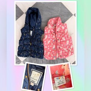 Gymboree & Cartwheels Navy & Pink Kids Puffer Vests